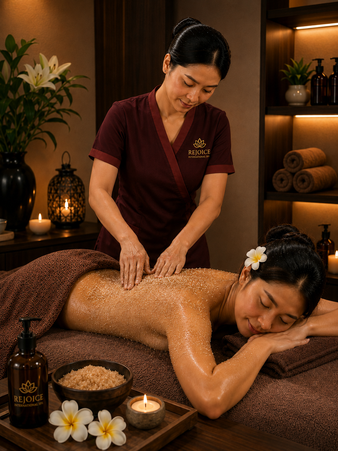 Premium spa product visual for Body Scrub Therapy at Rejoice International Spa